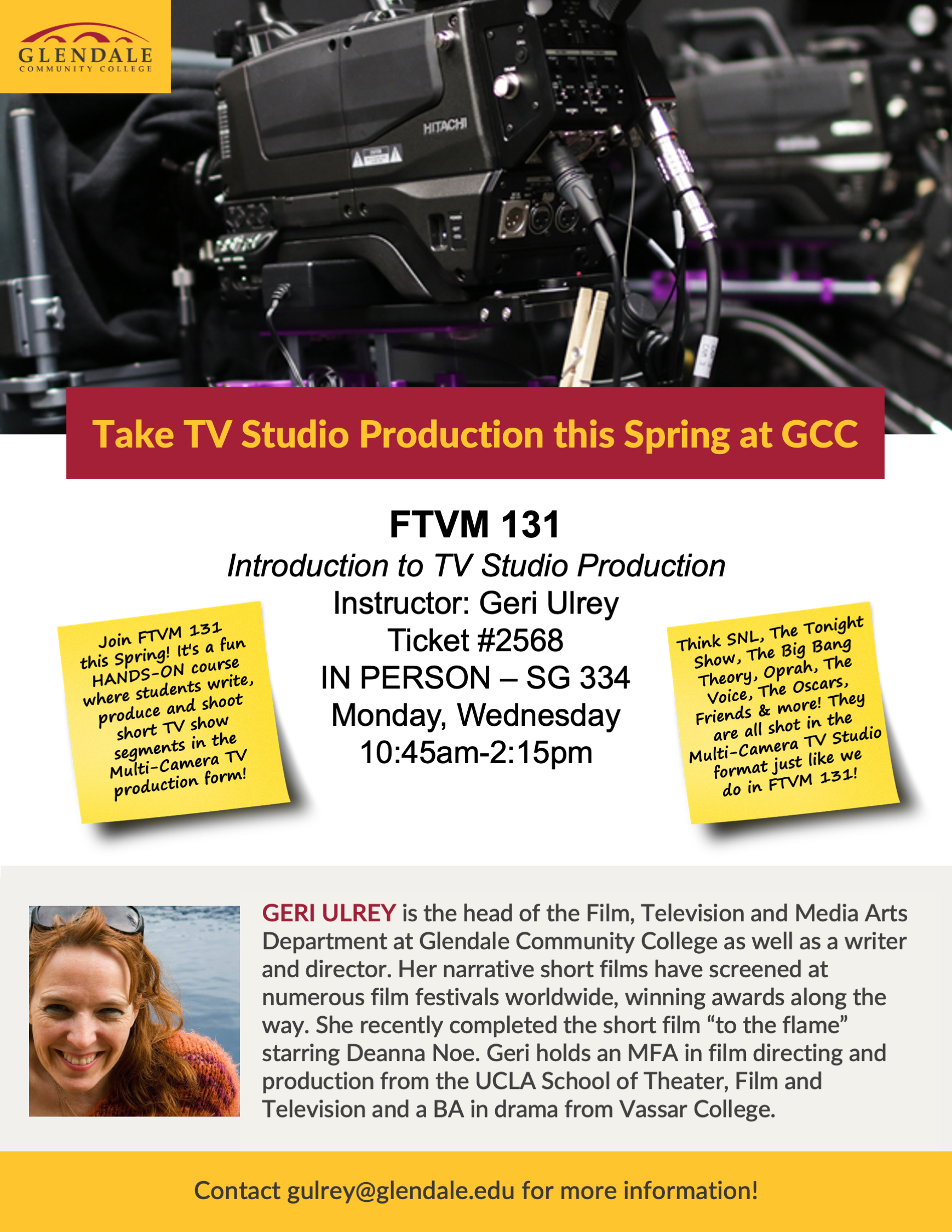 FTVM 131  Introduction to TV Studio Production Spring 2026