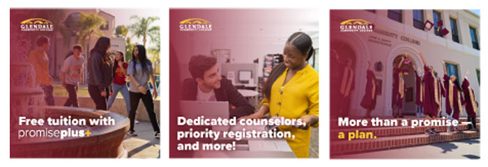 Examples of digital ad campaigns promoting the Promise Plus program