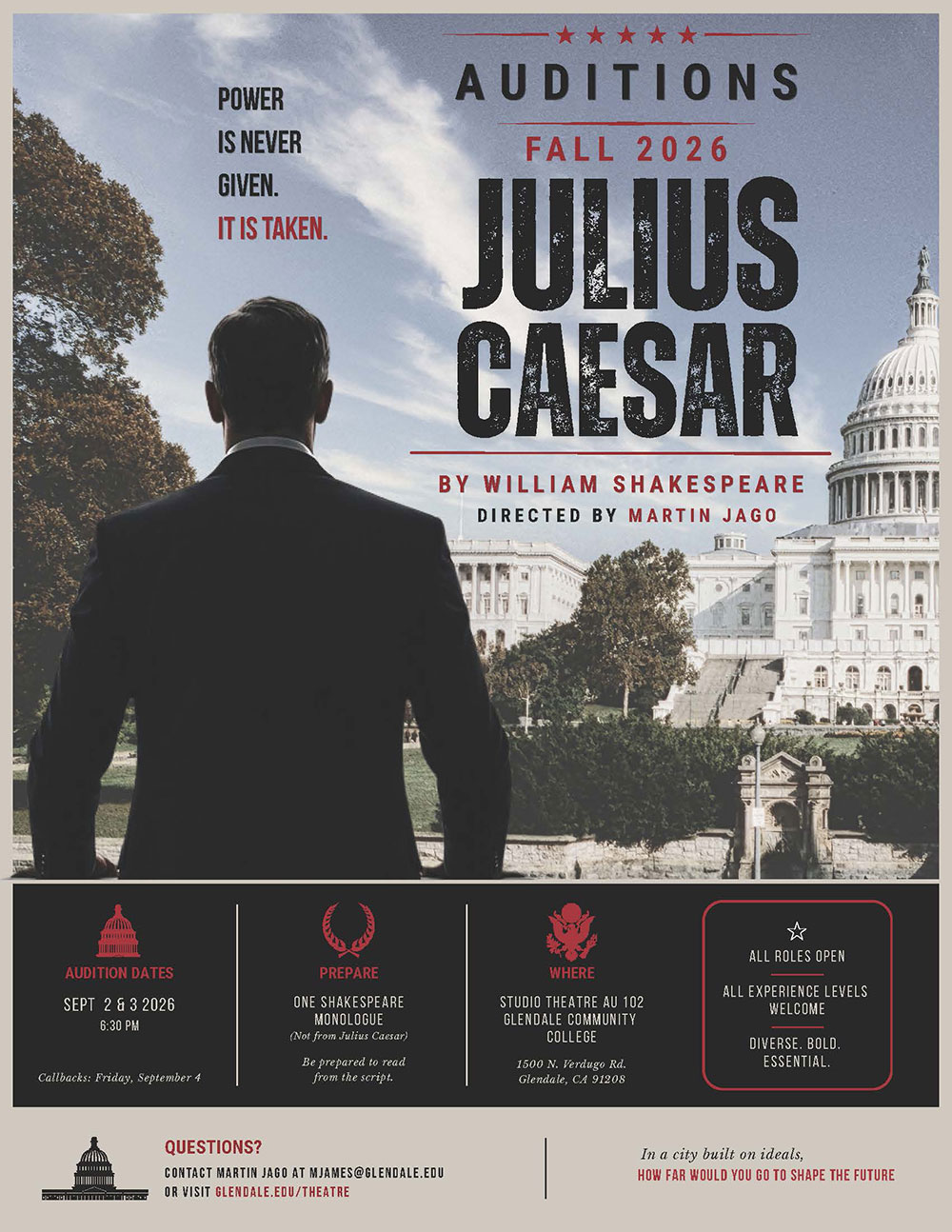 JULIUS CAESAR audition poster