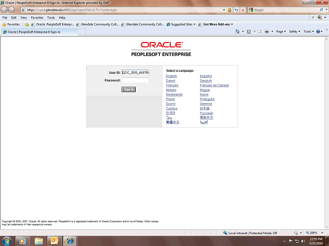 log in to PeopleSoft