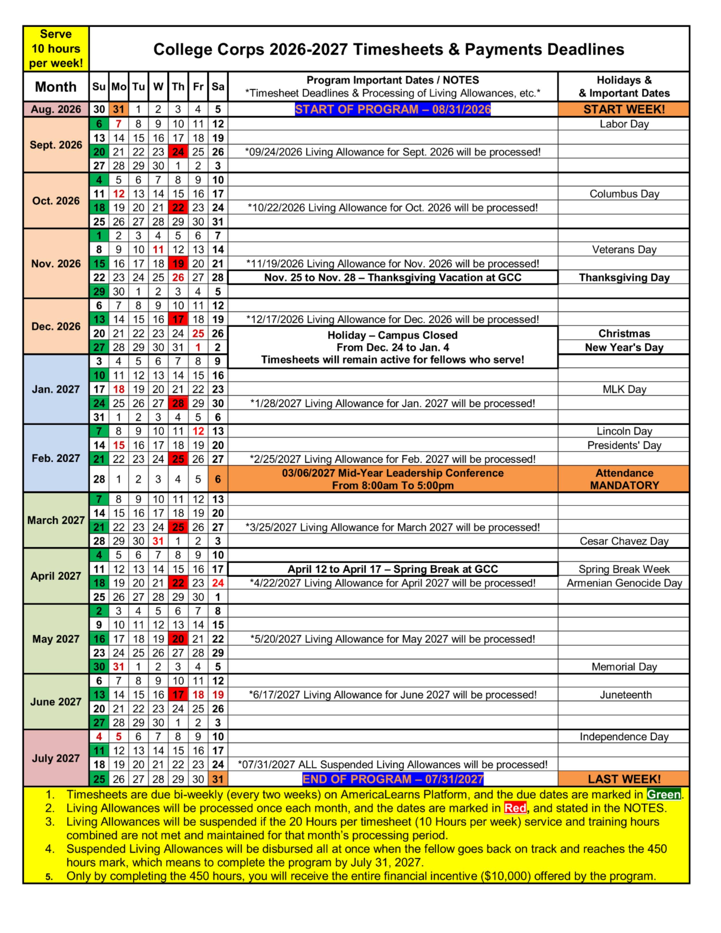 GCC College Corps Calendar 2026-27 (Timesheet & Payments) GCC College Corps Calendar 2026-27 (Timesheet & Payments)